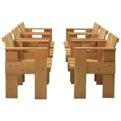 Set of Six Crate Chairs by Gerrit Rietveld for Cassina
