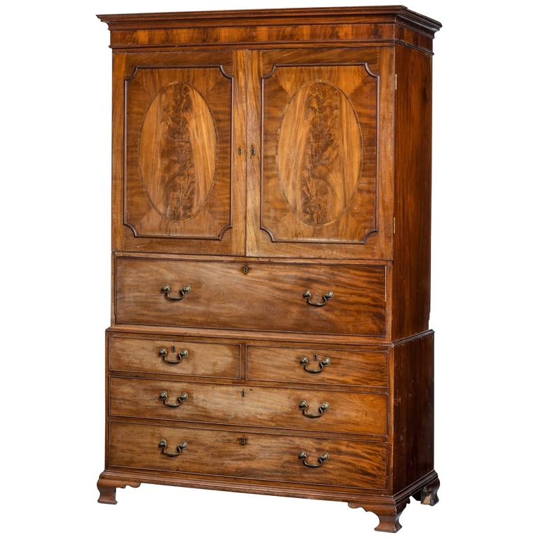 III Period Mahogany Secretaire Clothes Press For Sale at 1stdibs