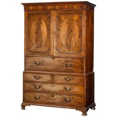 George III Period Mahogany Secretaire Clothes Press