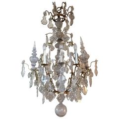 Large 19th Century Bronze and Crystal Chandelier