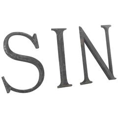 Early 20th Century Bronze Trade Sign Letters "SIN"