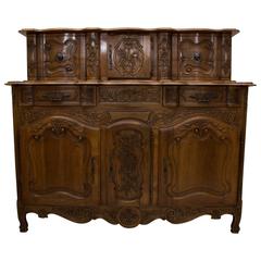 20th Century, French, Louis XV Style Walnut Buffet with Super Structure 8