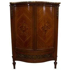 Louis XVI Style French Kingwood Inlaid Bowfront Cabinet