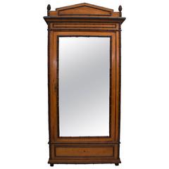 Antique Fruitwood Wardrobe with Faux Bamboo Trim