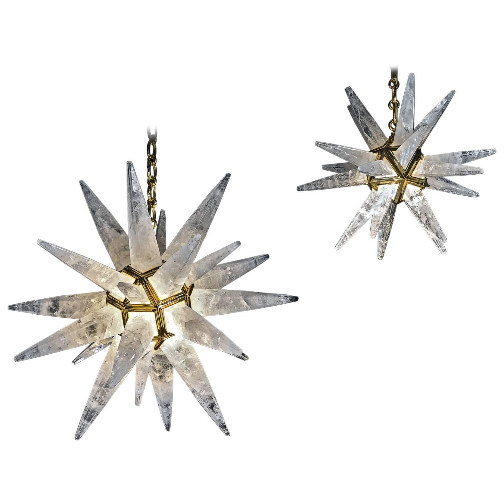 Rock Crystal Star Chandeliers by Alexandre Vossion