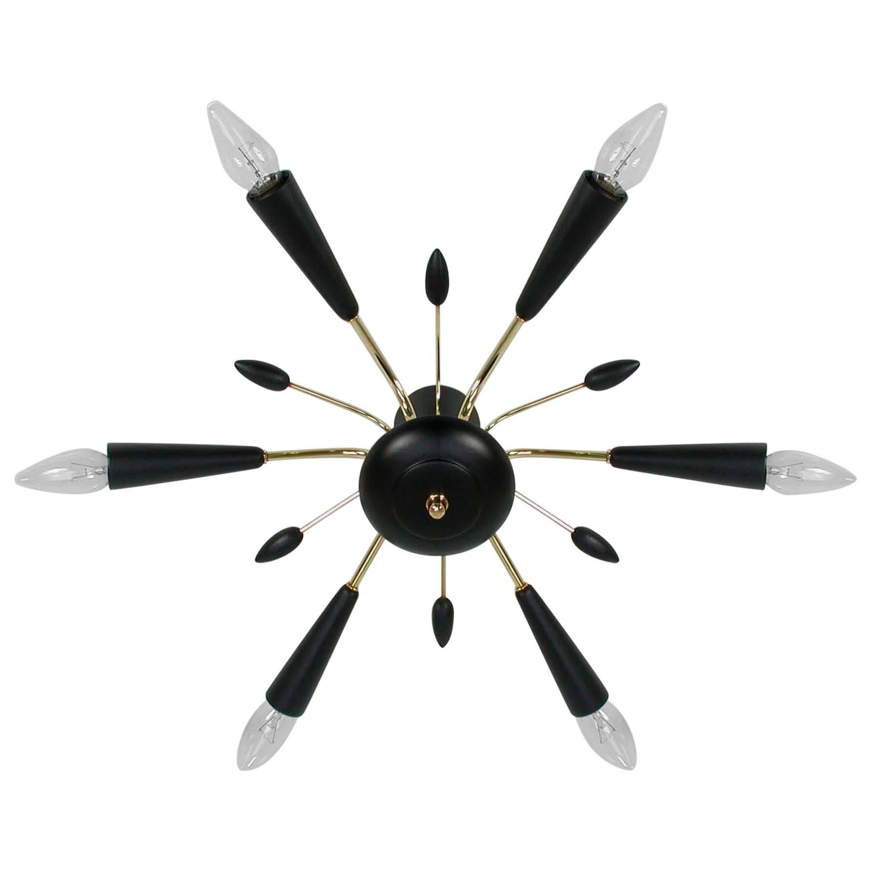Italian Mid-Century Spider Flush Mount Chandelier Sconce, 1950s