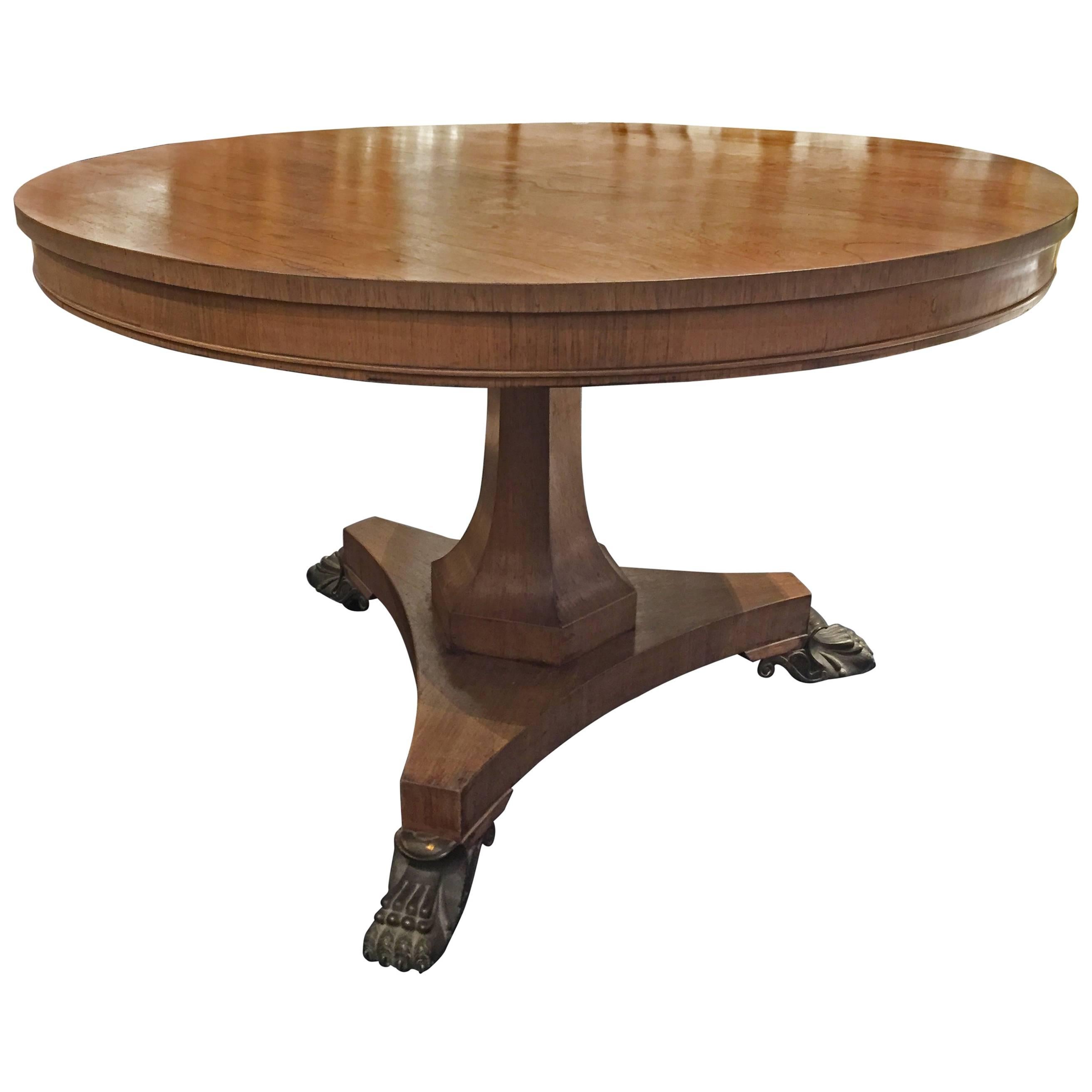 Round Swedish Antique Table in Walnut, from 1910