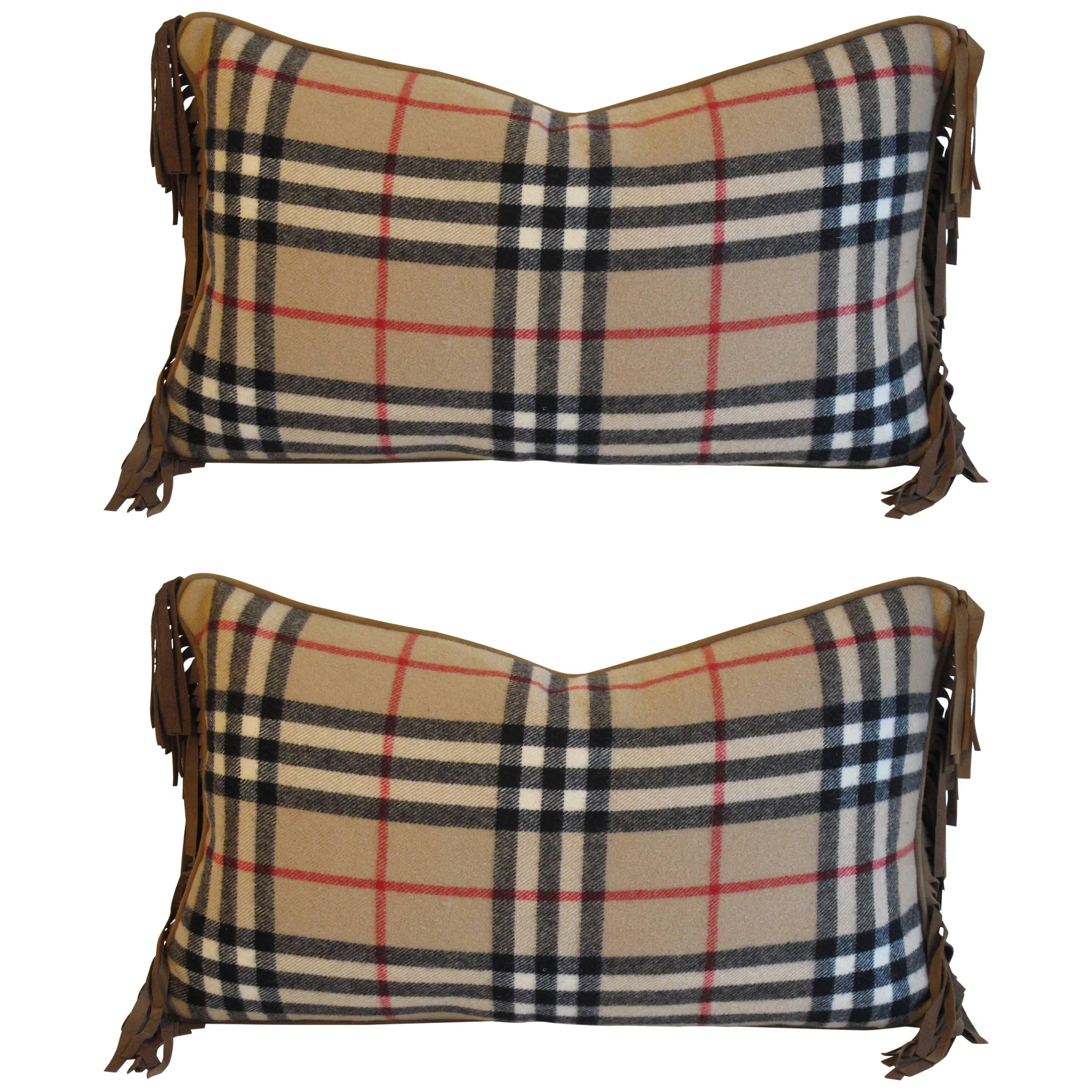 Pair of Vintage Burberry Wool Pillows by Mary Jane McCarty