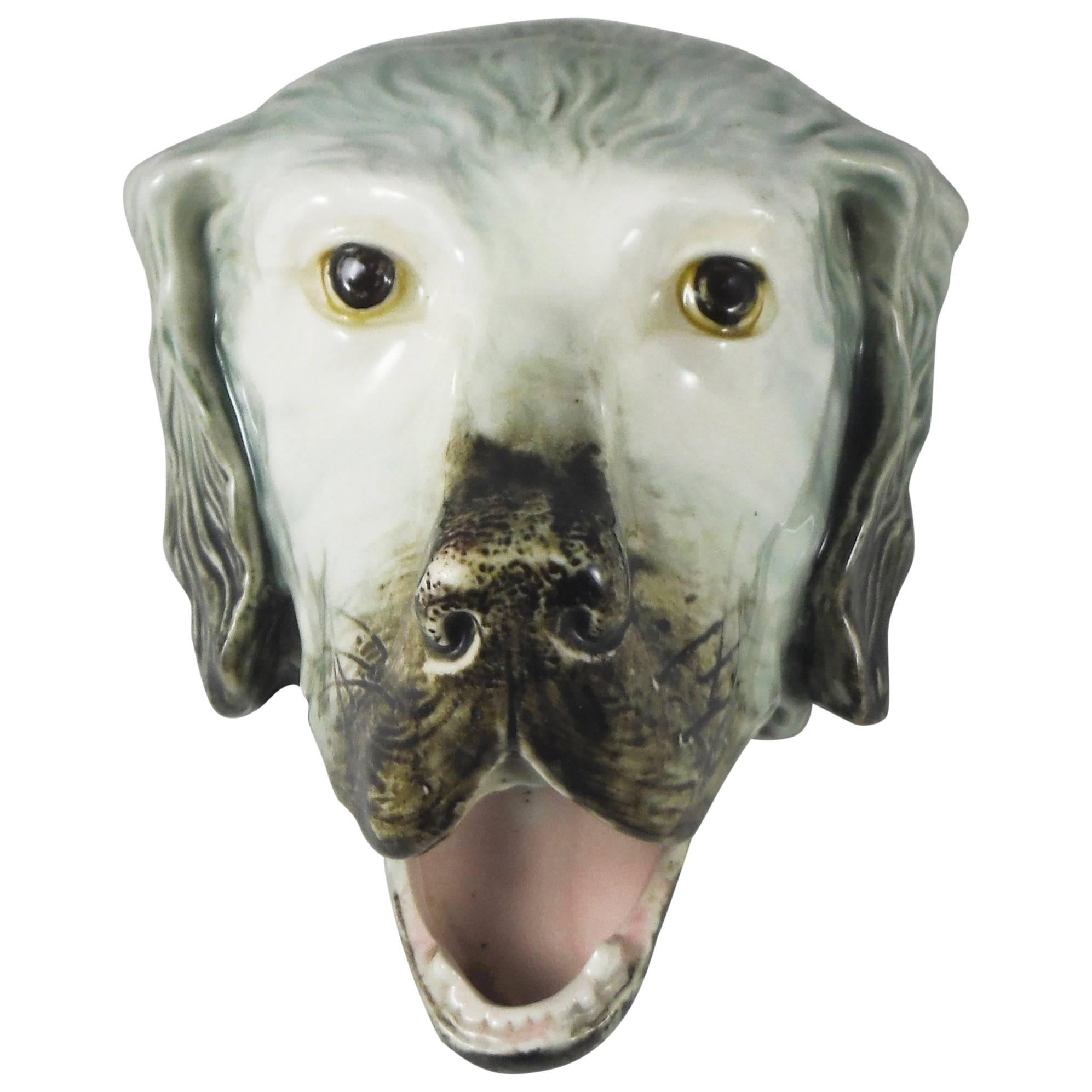 Majolica Dog Head, circa 1900