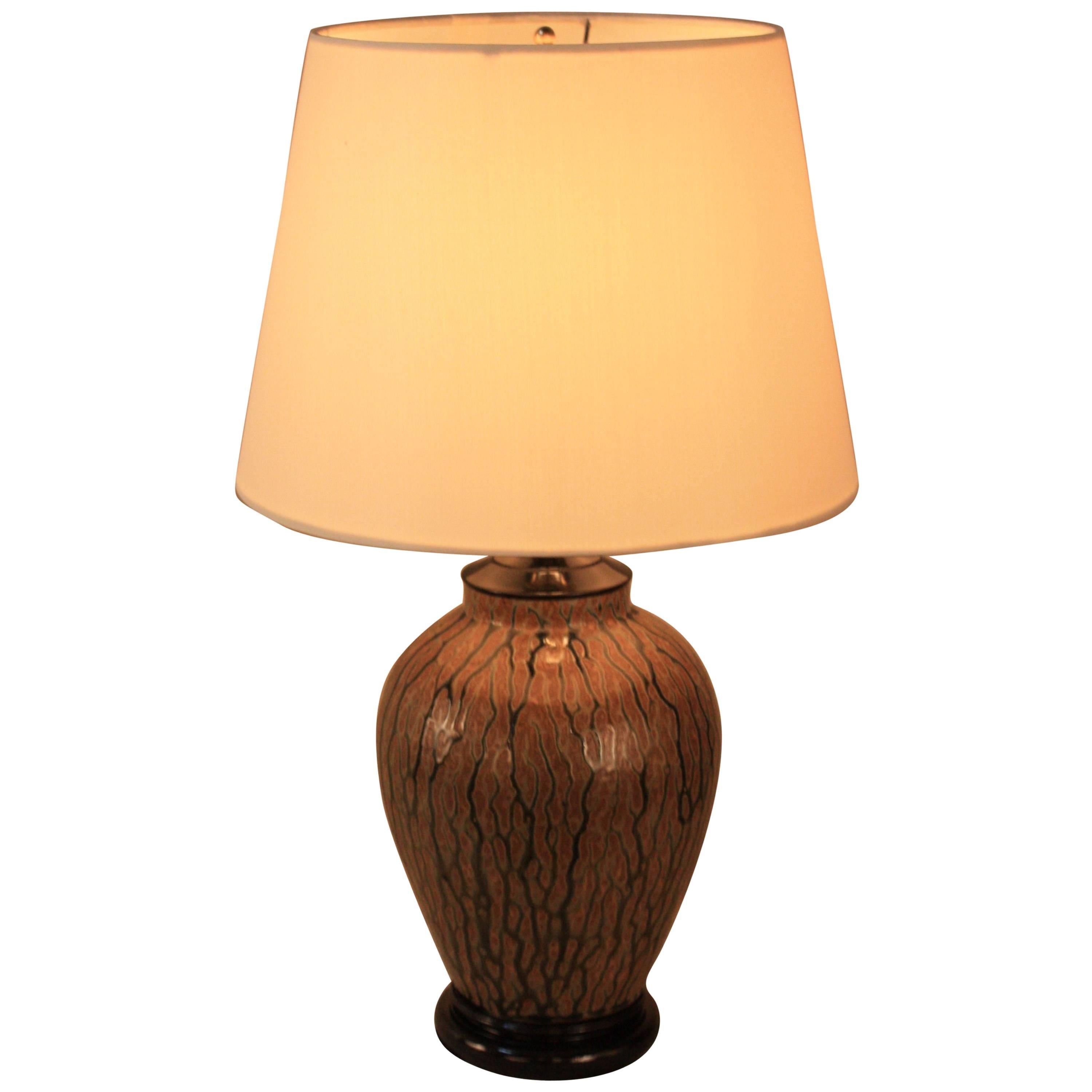 Hand-Painted French Pottery Table Lamp