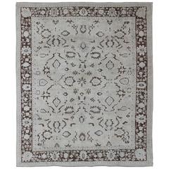 Square Vintage Turkish Oushak Rug with Brown and Grey Tones 4
