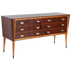 Mid-Century Italian Chest of Drawers Macassar Veneer Brass Handles 9