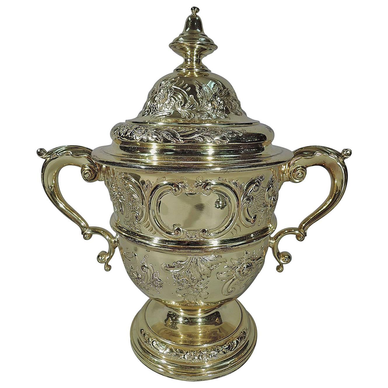 Richly Gilt English Sterling Silver Trophy Cup