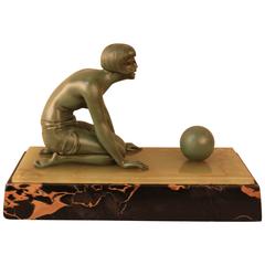French Art Deco Semi Nude Girl Playing with Ball