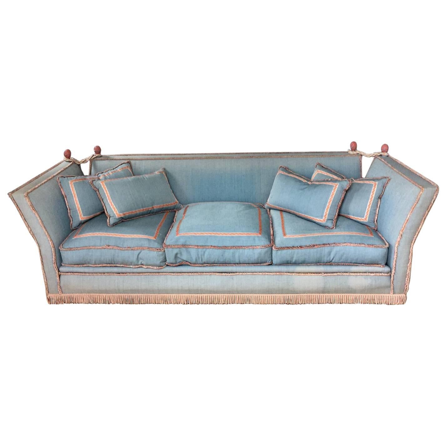 1940's French Salon Sofa with Original Fringe Upholstery