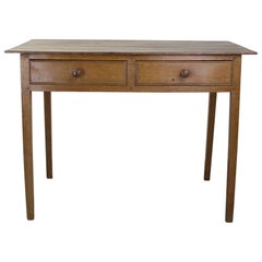 Antique English Beechwood Two-Drawer Writing Table