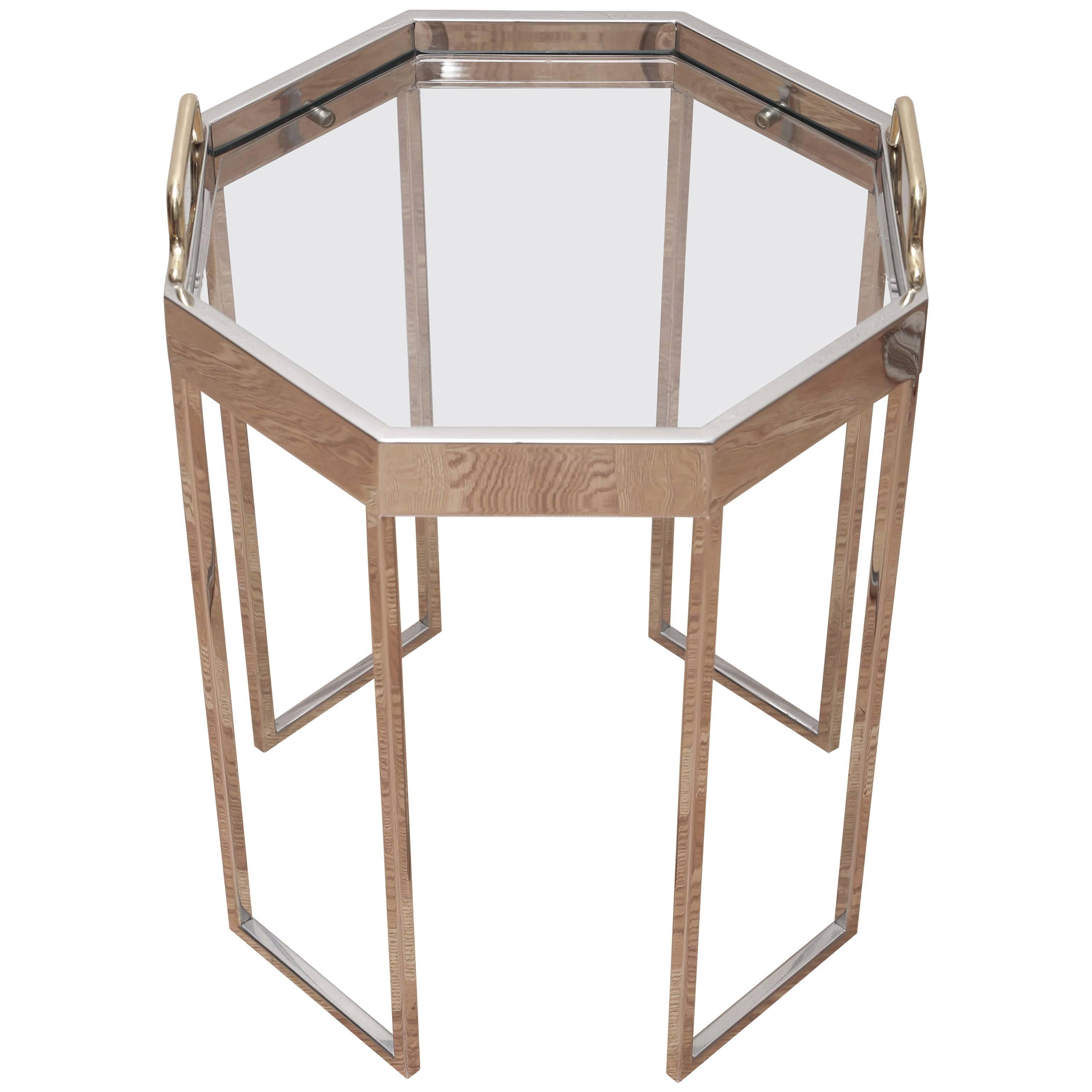 Mid-Century Chrome Octagon Occasional Table