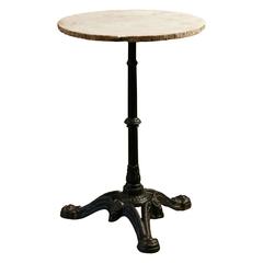 Black Iron Bistro Table with Raw Edge Honed Marble Top from France, circa 1900