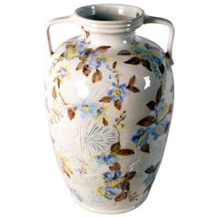 Oversized Southeast Asian Ceramic Vase with Floral Decoration
