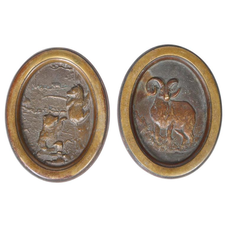 Pair of Vintage Cast Iron Animal Plaques at 1stDibs