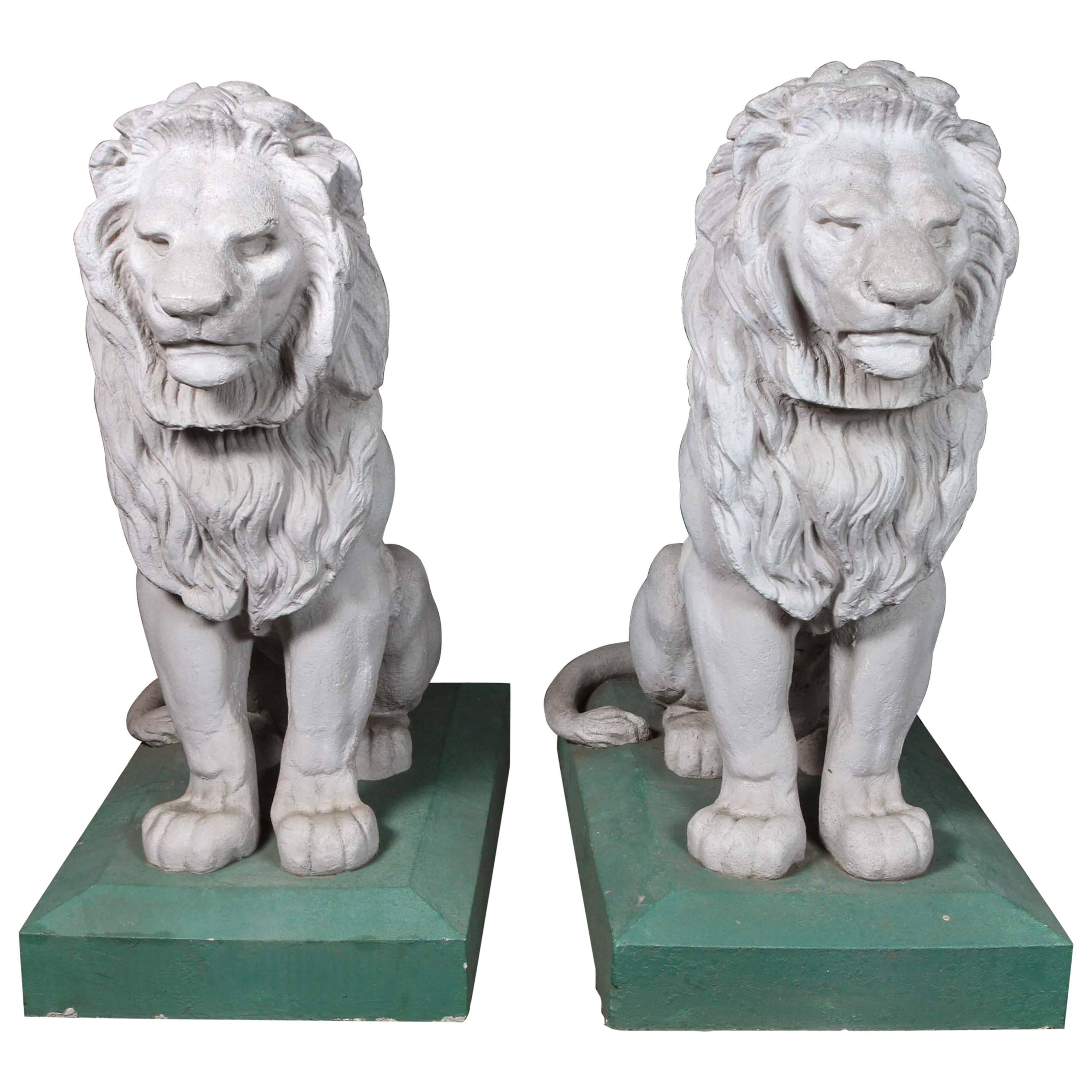 1927 Pair of Lions from a Bel Air Italian Villa