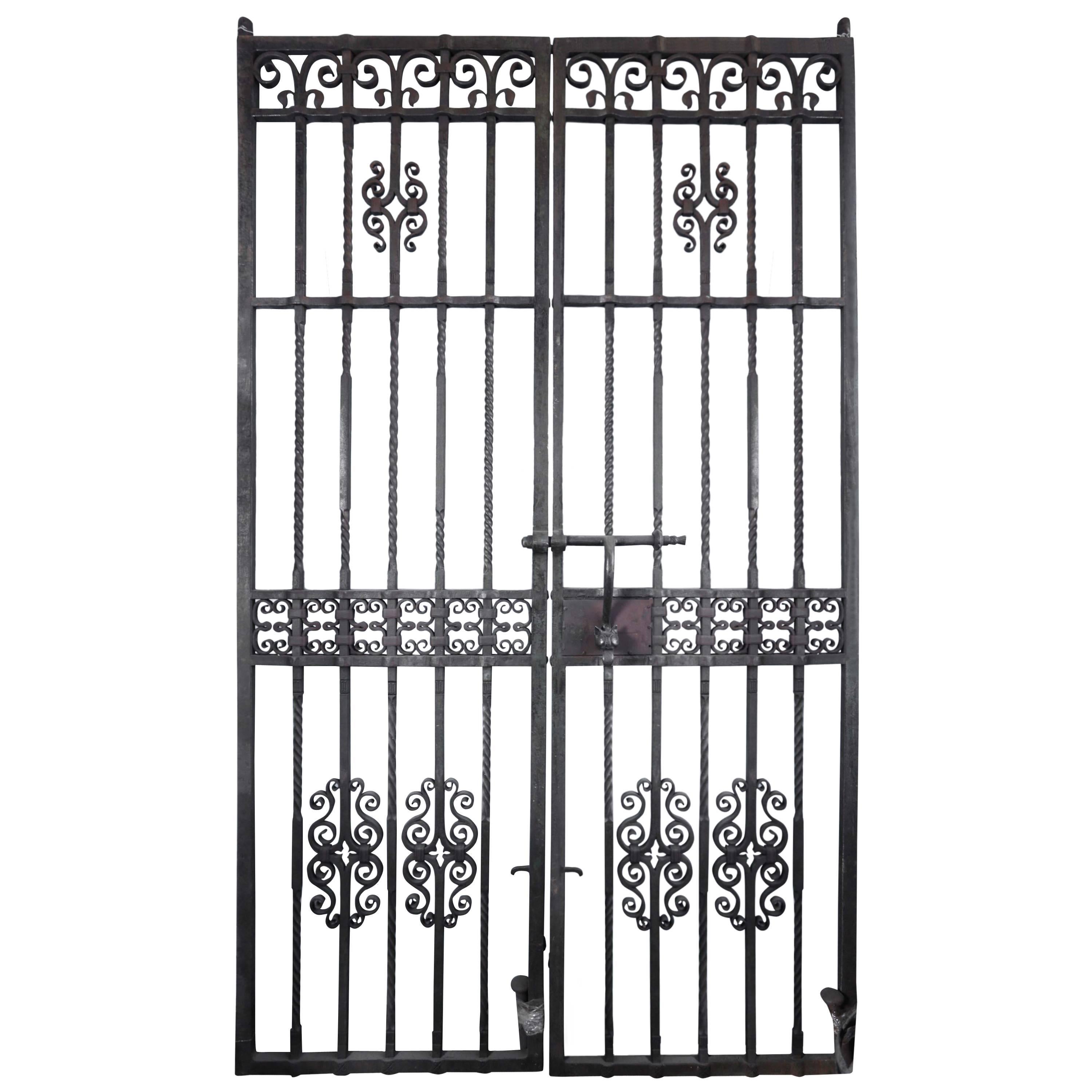 1910 Pair Wrought Iron Gates by Samuel Yellin with Cat Motif from Philadelphia