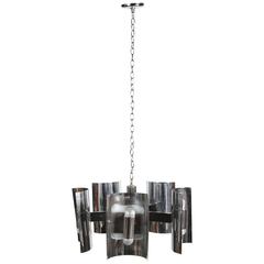 1970s Mid-Century Modern Five-Light Chrome Chandelier 12