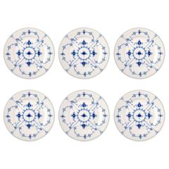 Royal Copenhagen Blue Fluted Plain, Six Plates, No. 1/178 or 621