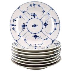 Rare and Antique Royal Copenhagen Blue Fluted, Eight Plates