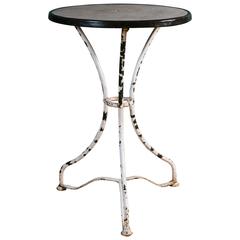 French Iron Bistro Table with Marble Top and Brass Band 12