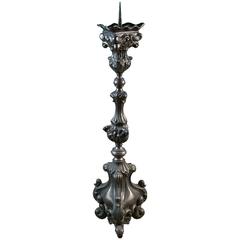 Pewter Colored French Repousse' Floor Candle Holder with Pick, circa 1890 8