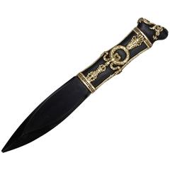French Empire Style Doré Bronze-Mounted Ebony Wood Dagger Form Letter Opener