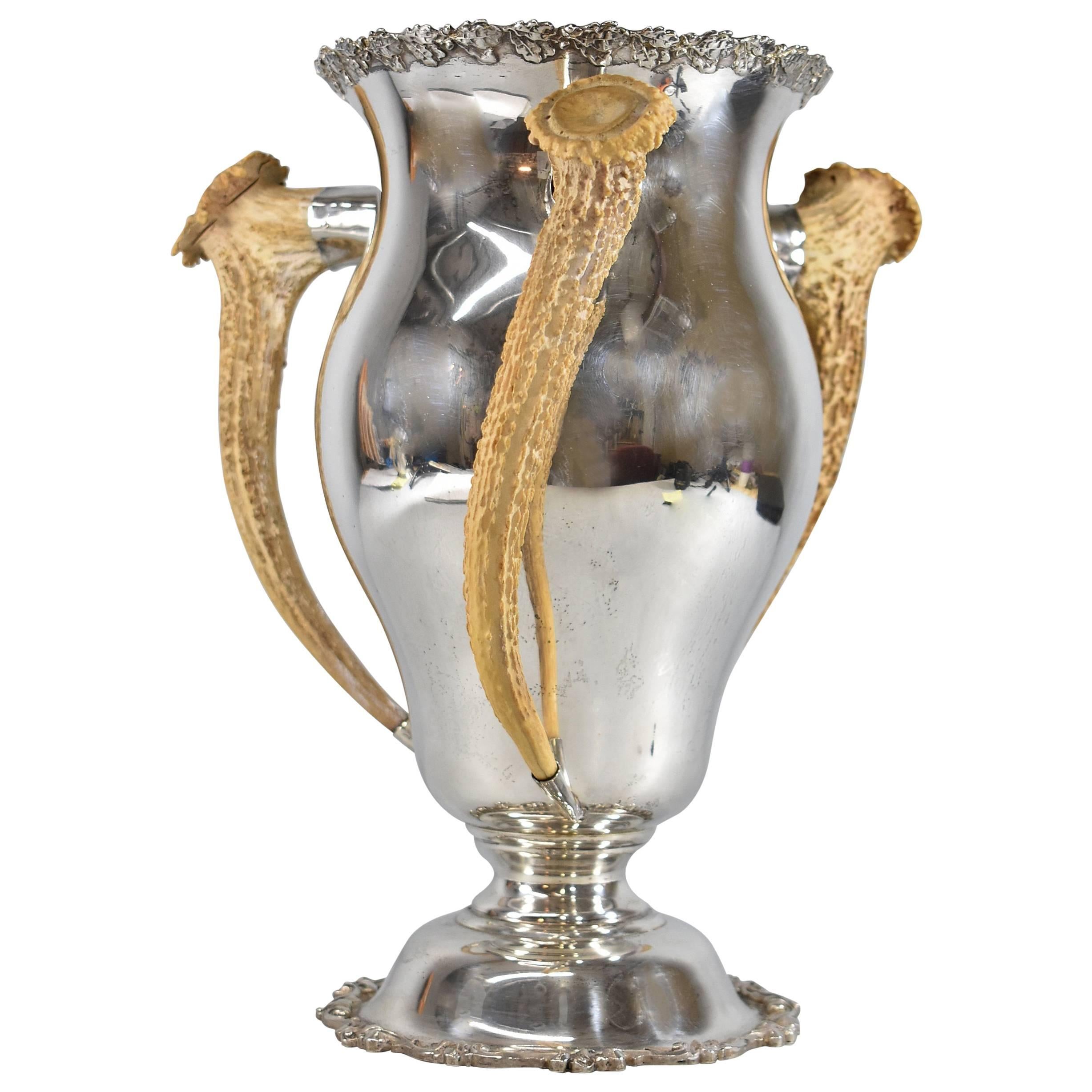 Large 13" Sterling Silver Trophy Cup with Three Horn Handles by Dieges & Clust