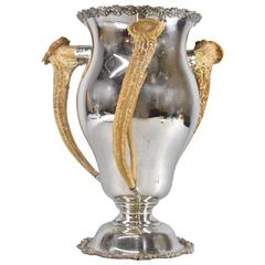 Large 13" Sterling Silver Trophy Cup with Three Horn Handles by Dieges & Clust