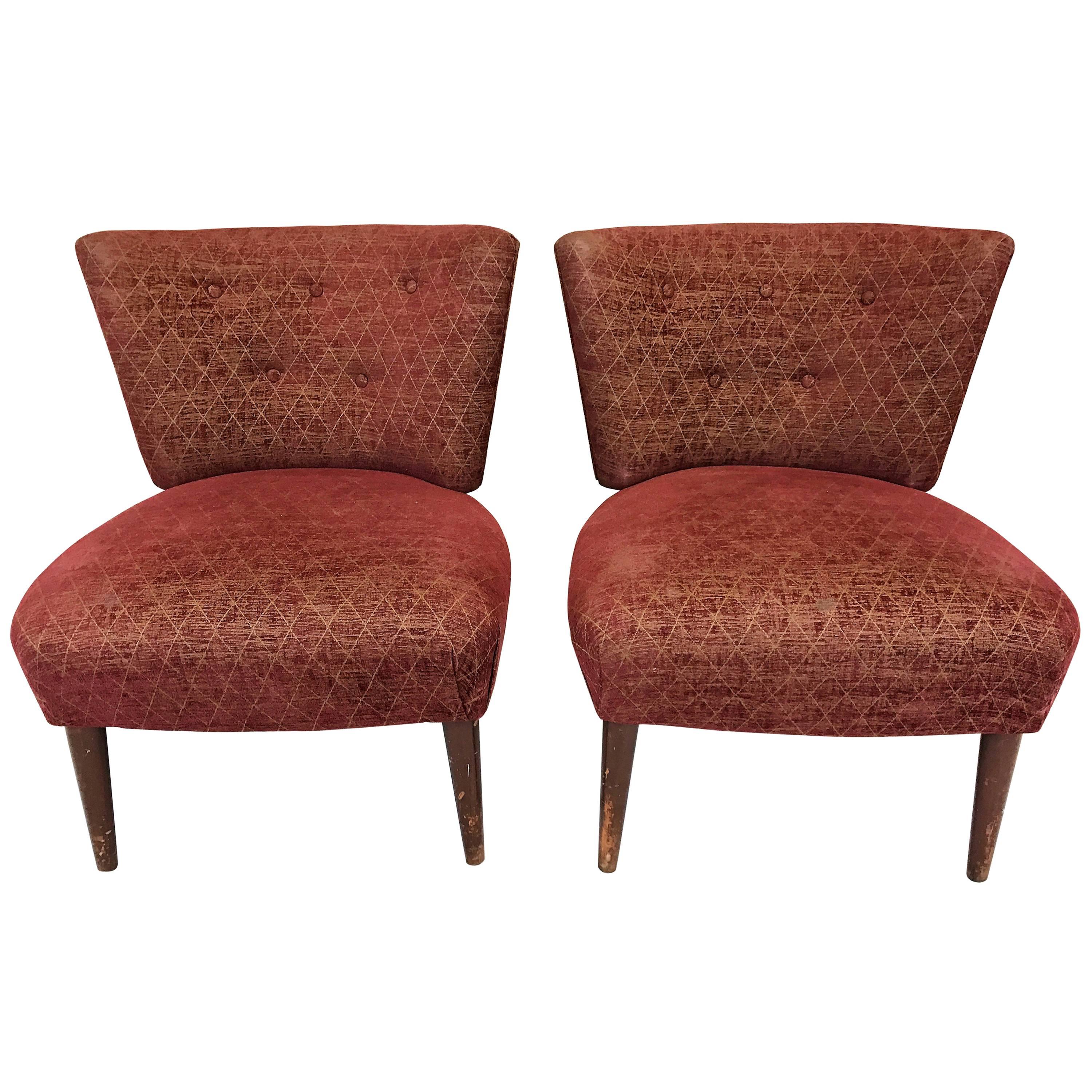 Mid-Century Slipper Chairs Attributed to Gilbert Rohde for Kroehler For Sale