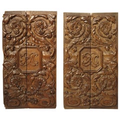 Used Pair of 17th Century Renaissance Style Carved Panels from France