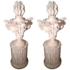 Pair of Antique Flame Finials