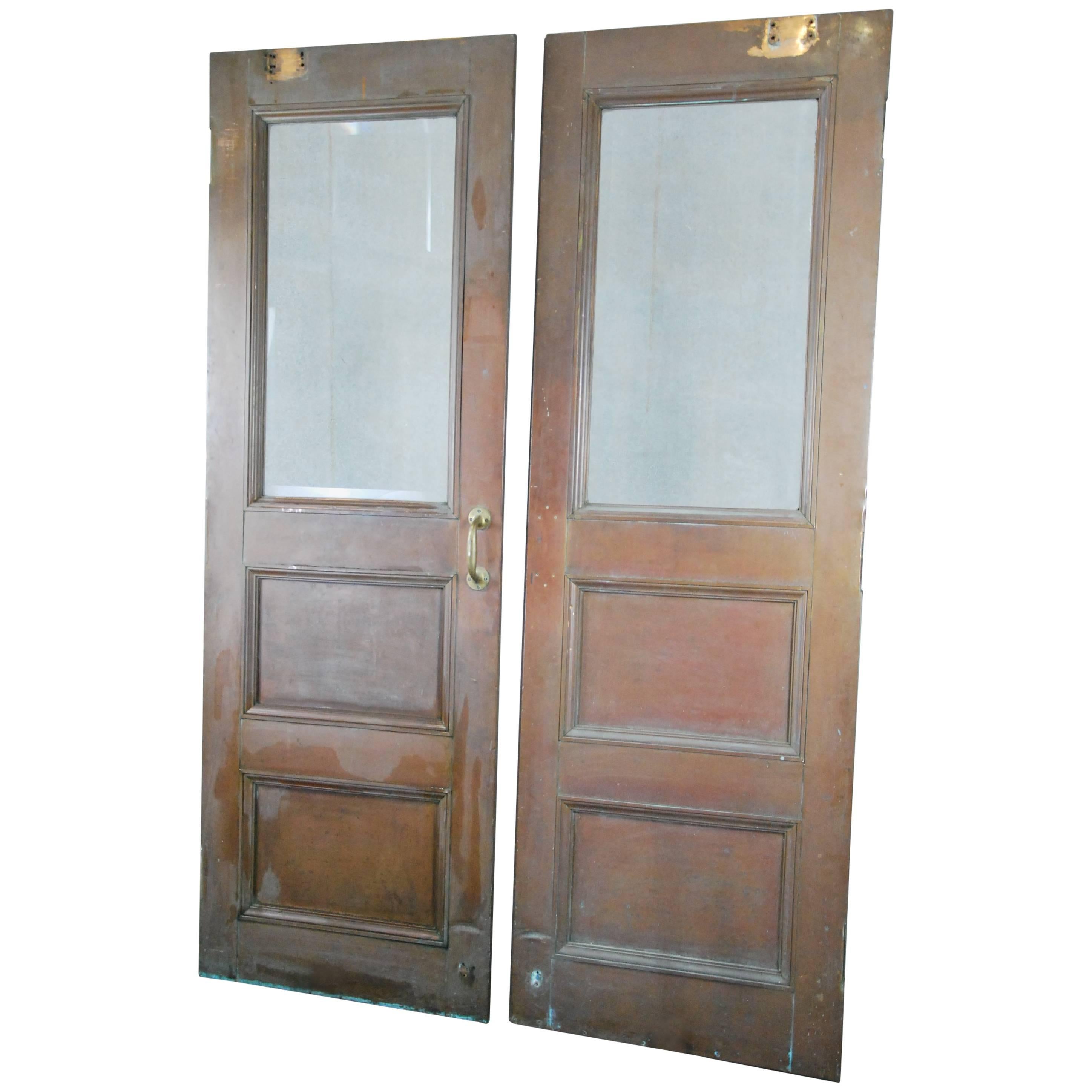 1920 Copper Pair of Industrial Doors