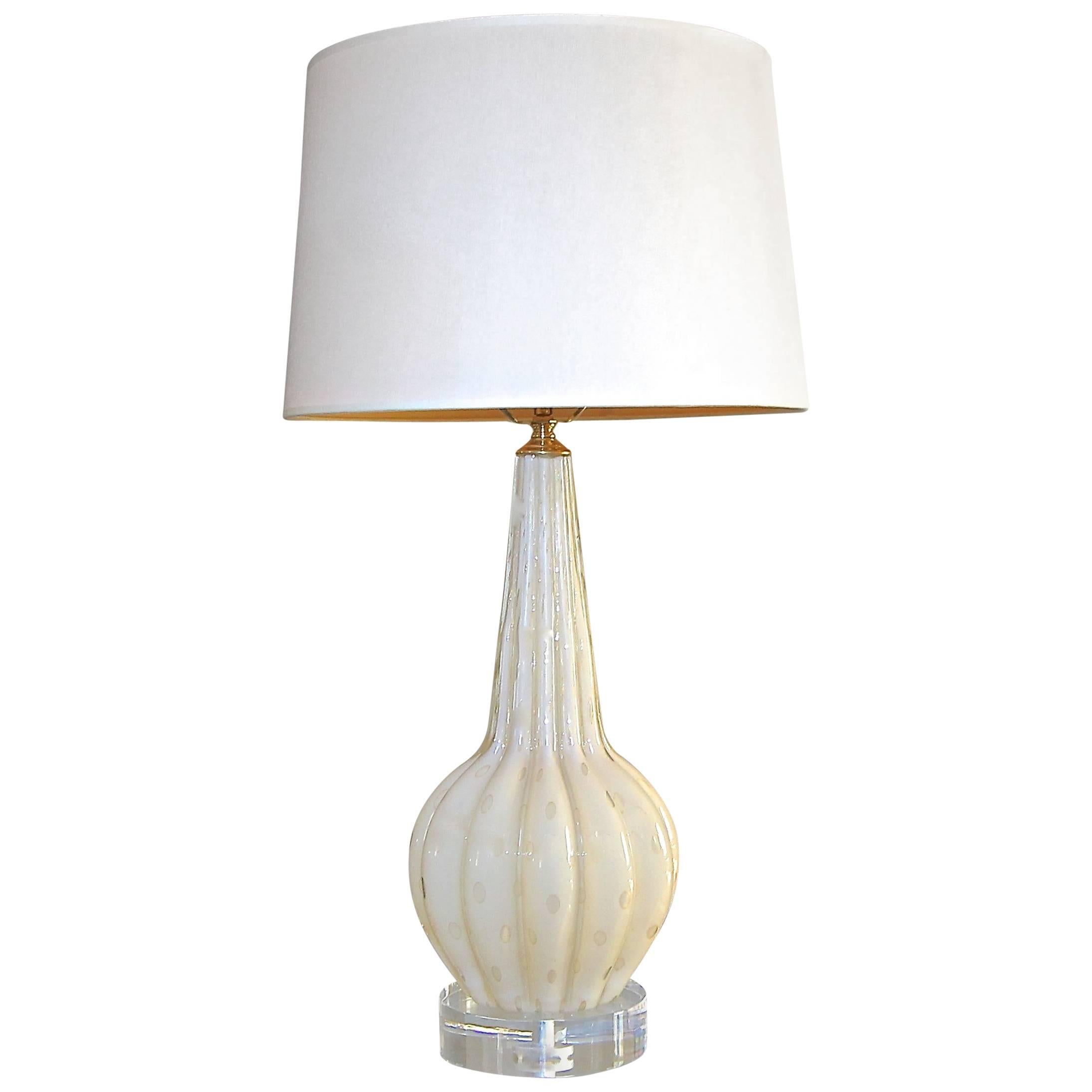 Single Murano Italian Champagne Gold Bubbles Table Lamp