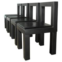 Set of Four Gunmetal Grey Steel Modern Industrial Dining Chairs 3