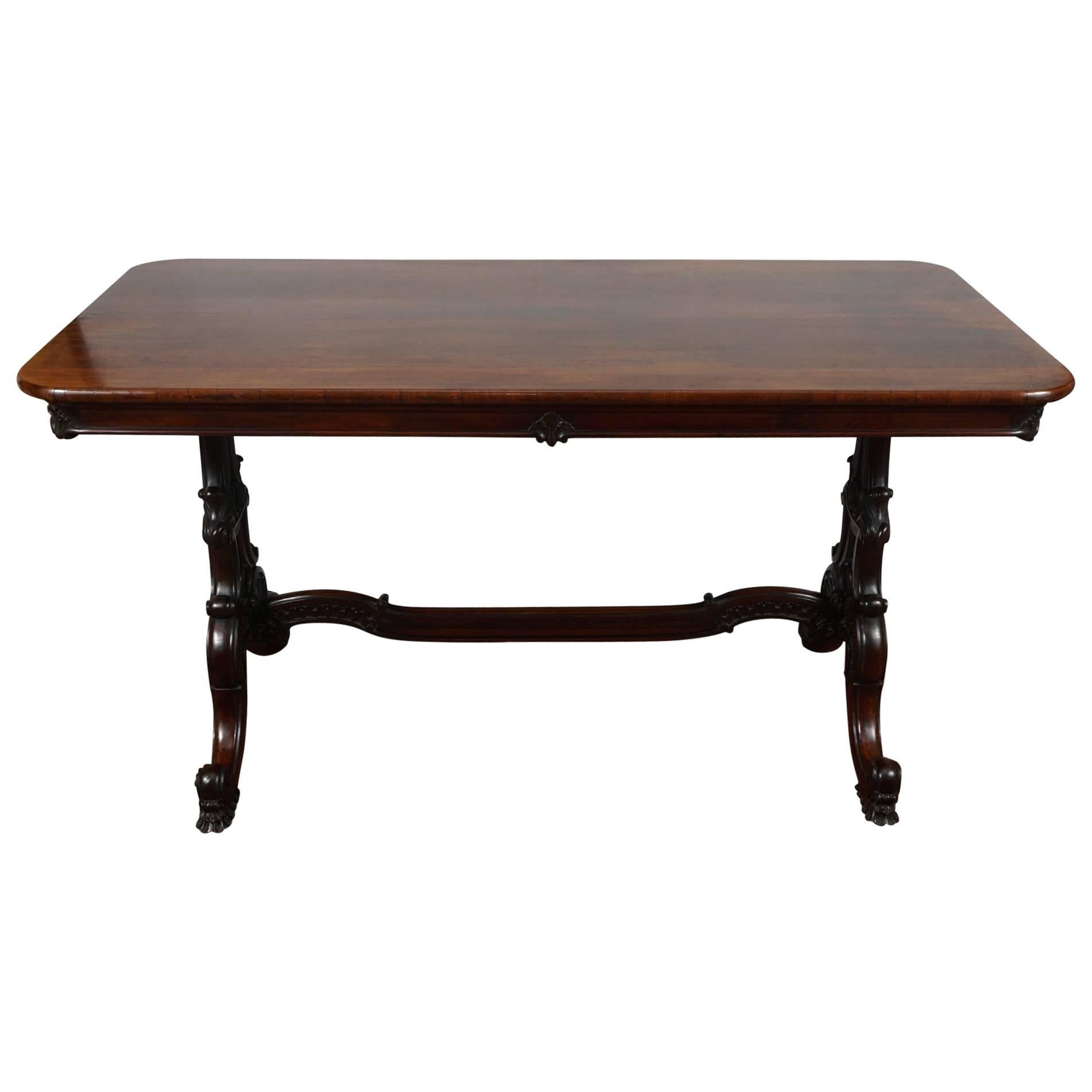 English Rosewood Early Victorian Library Table For Sale