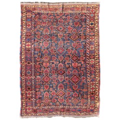 Le milieu du XIXe siècle  Tapis Beshir ancien du Turkmenistan en bleu, rouge, marron 