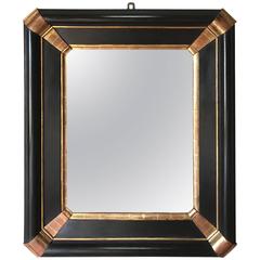 Antique Ebony and Gold Gilt Mirror, Italy, 19th Century