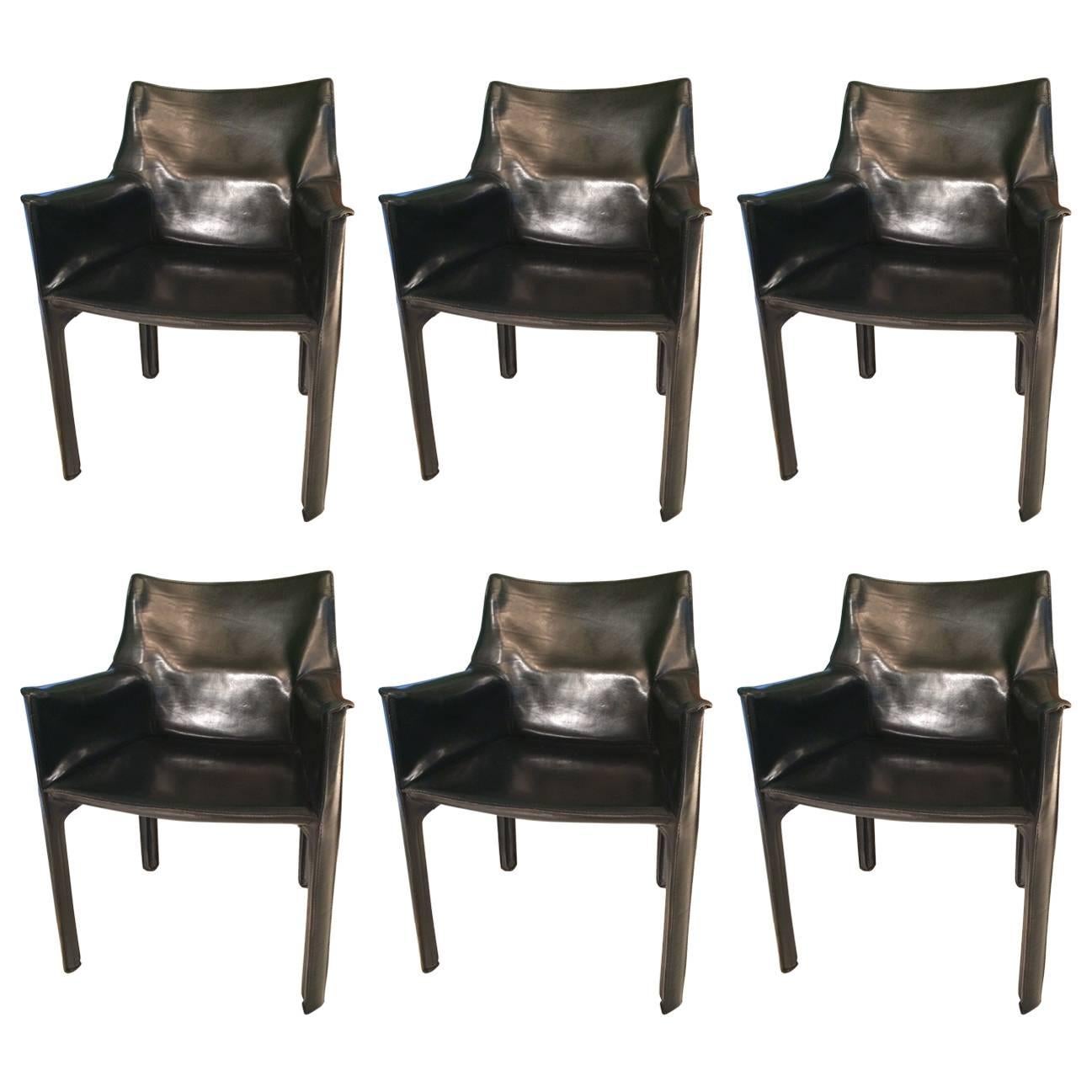 Set of Six 1980s Cab Chairs