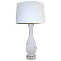 Single Murano Italian White and Gold Bullicante Control Bubbles Table Lamp