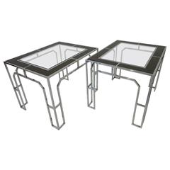 Milo Baughman Chrome, Glass and Wood Side Tables 12