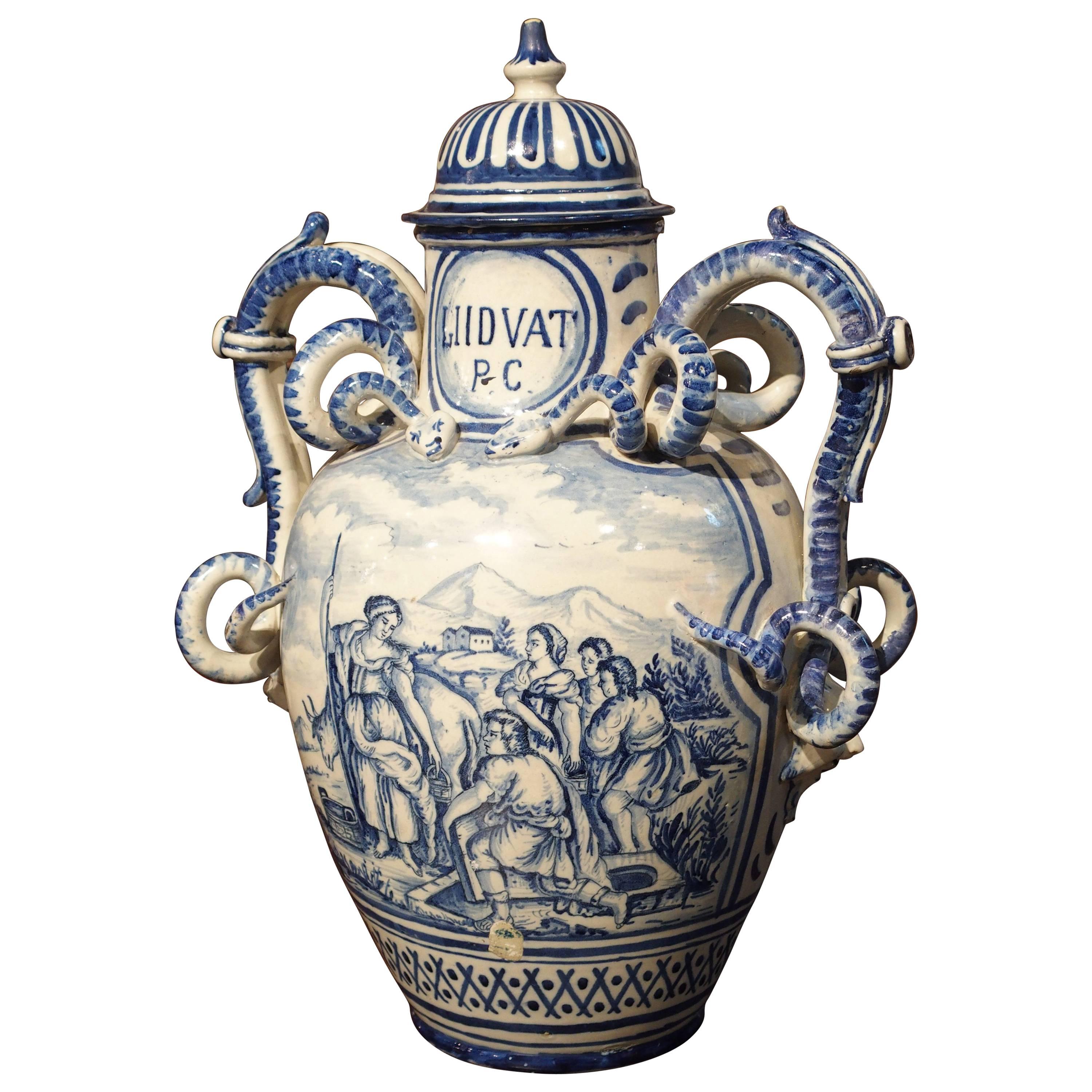 19th Century Blue White Vase from Italy