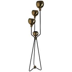 Four Globe Brass Floor Lamps in the Style of Paavo Tynell 5