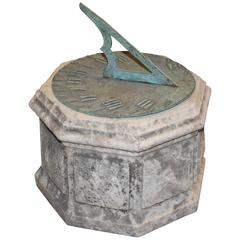 Antique Bronze Sundial on Marble Plinth