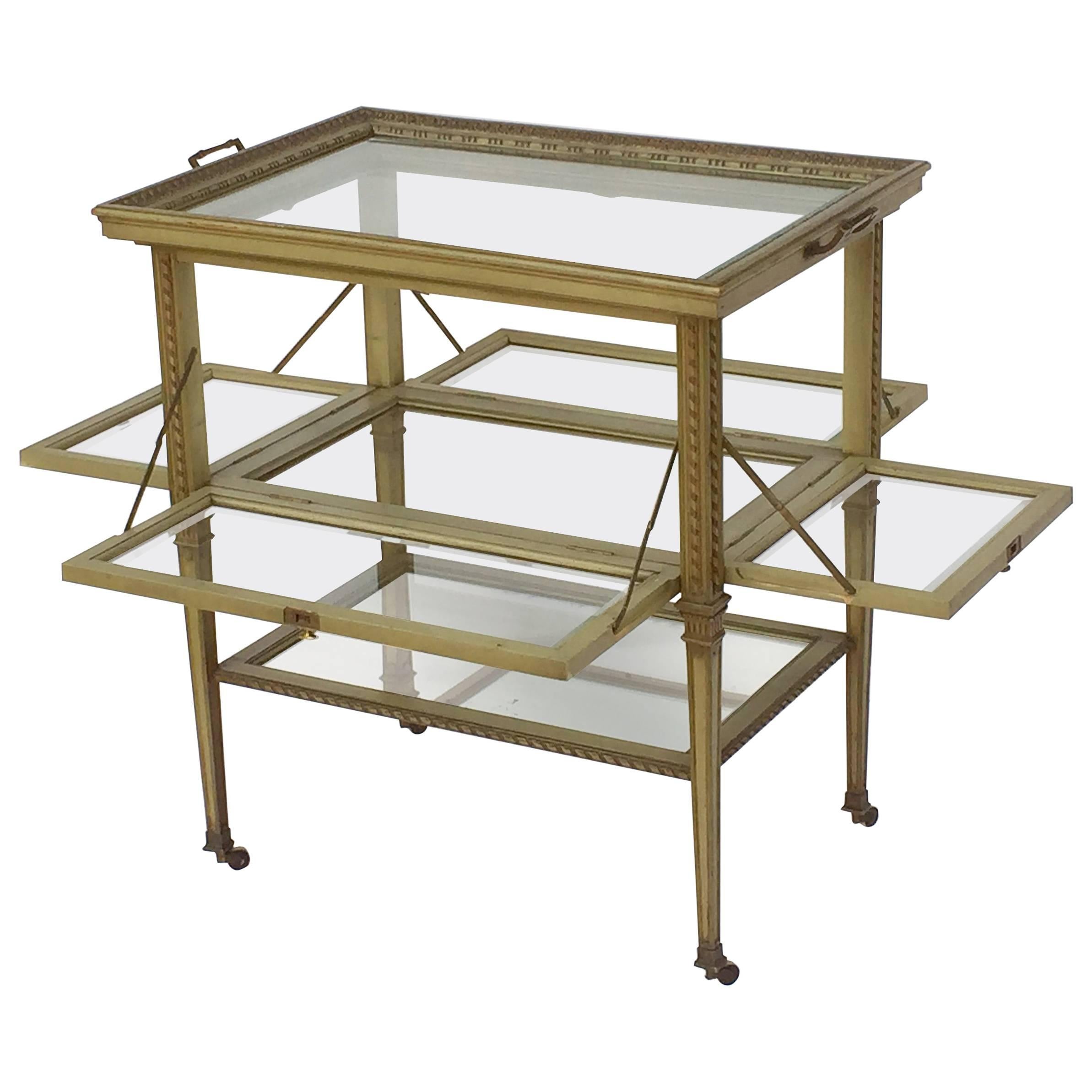 Italian Drinks Cart or Fold-Down Tea Table with Removable Tray Top